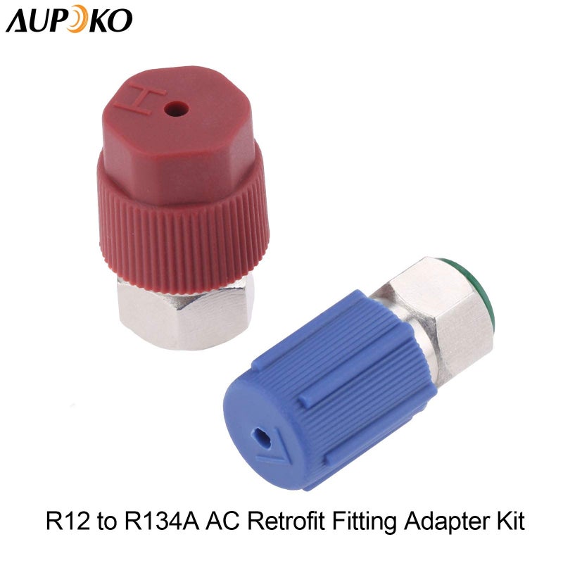 Aupoko R12 to R134A Adapter, R12 R22 to R134A High/Low Fitting Port Retrofit 1/4â€™â€™ to 7/16"-20 UNF Conversion Adapter, Fits for AC Air Conditioner Refrigerant - Image 2